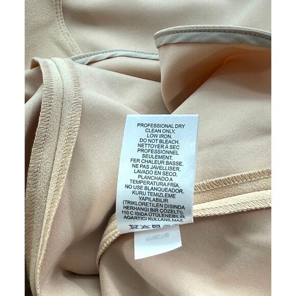 Tibi V-Neck Blouse Long Bell Sleeves Neutral Beige Crepe Modern Top Flowy Size S - Picture 6 of 8